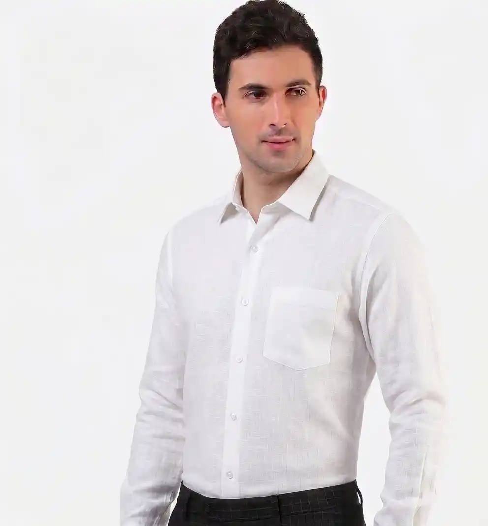 Ivory Linen Texture Shirt